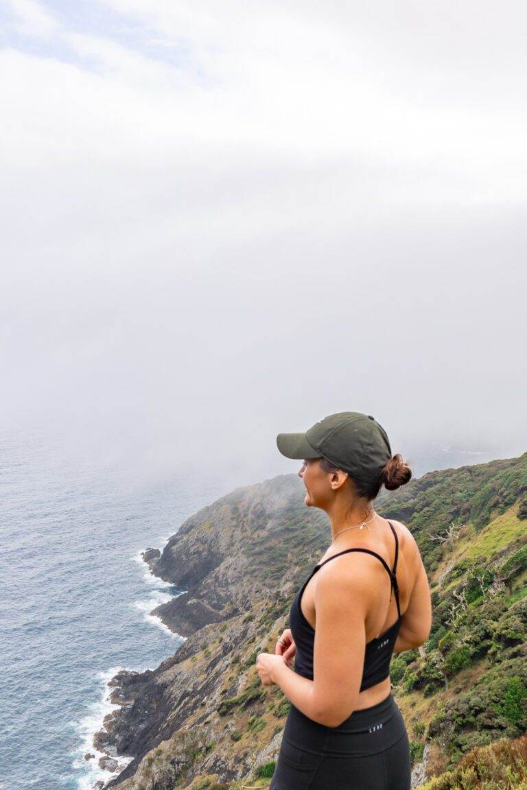 Girl looking out across Bay of Islands