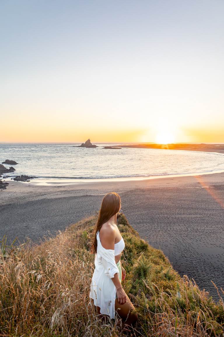 sunset at Whatipū Beach West Coast Auckland