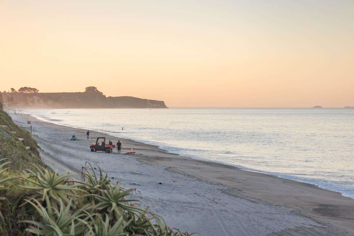 view of maketu from pukehina beach