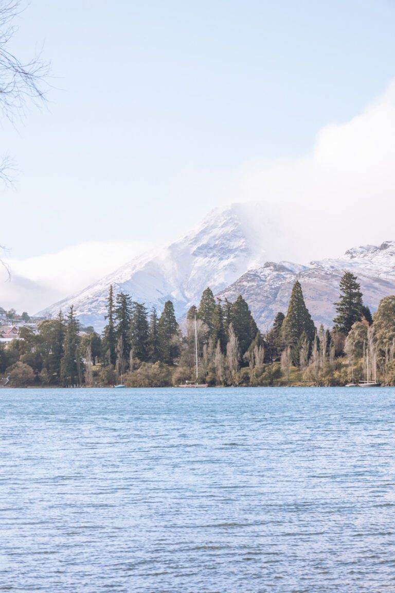 view of queenstown gardens and mountains from saint omer park