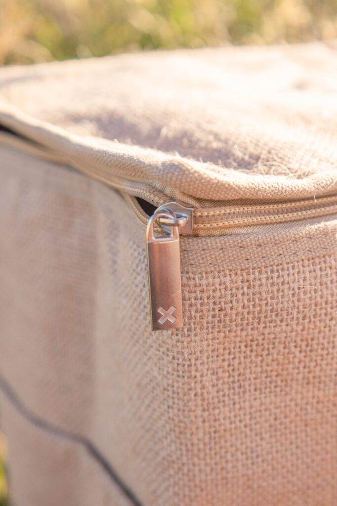 close up of pelli bag and zip