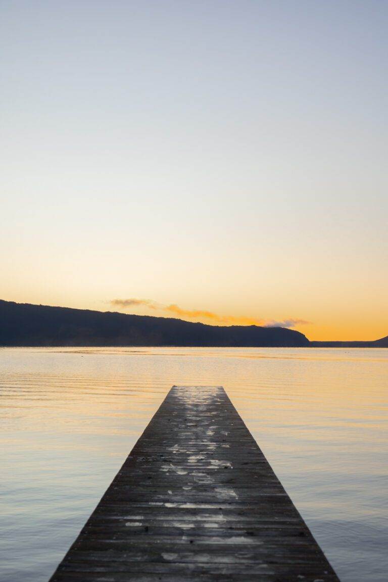 lake tarawera boardwalk at twilight