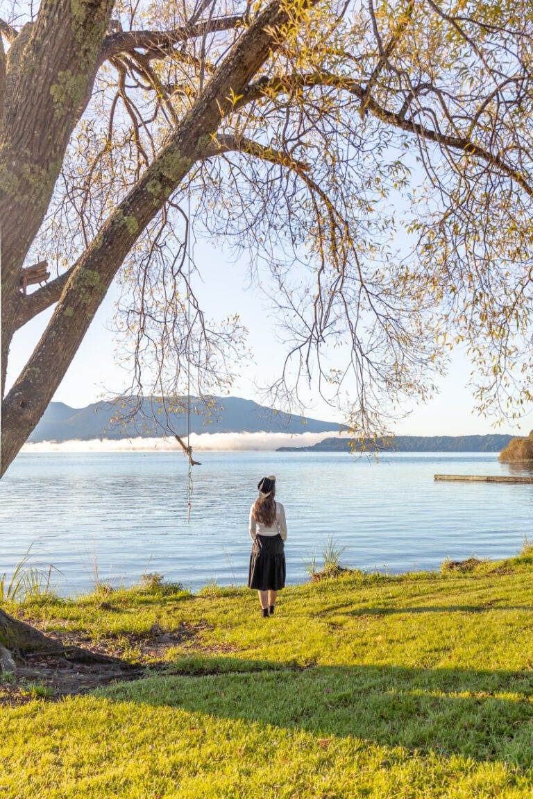 lake tarawera in morning light