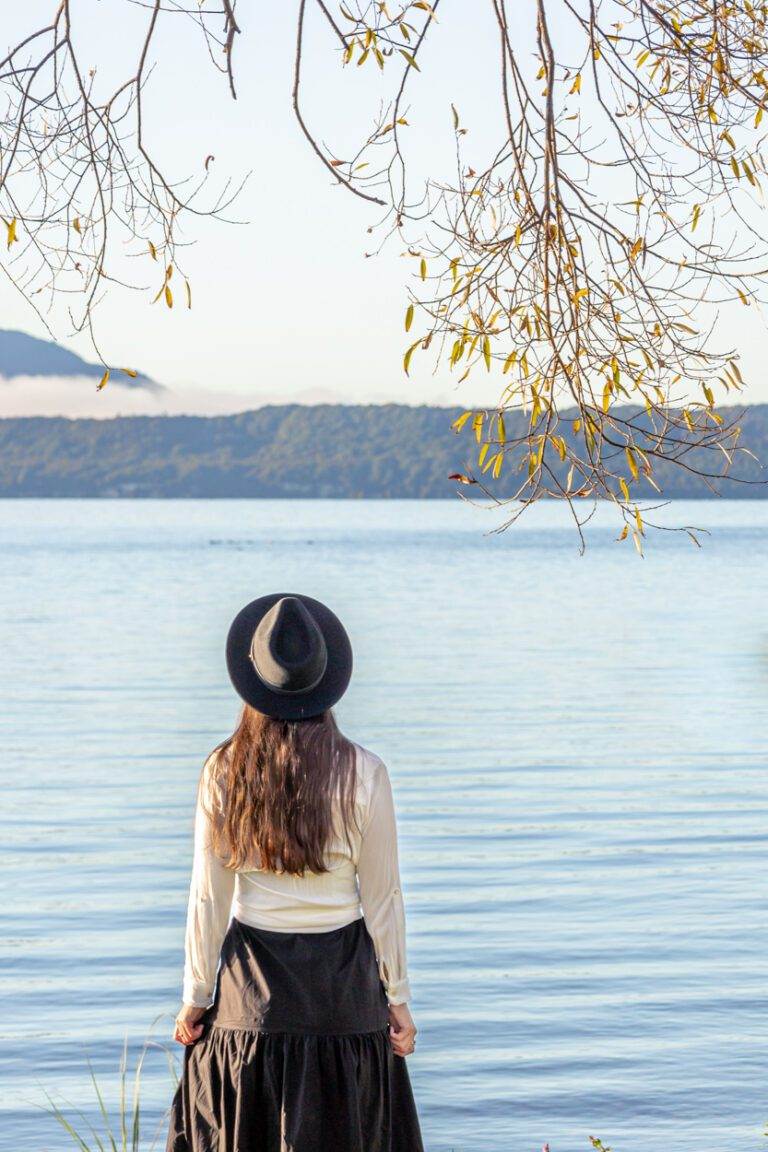 close up of woman at lake tarawera