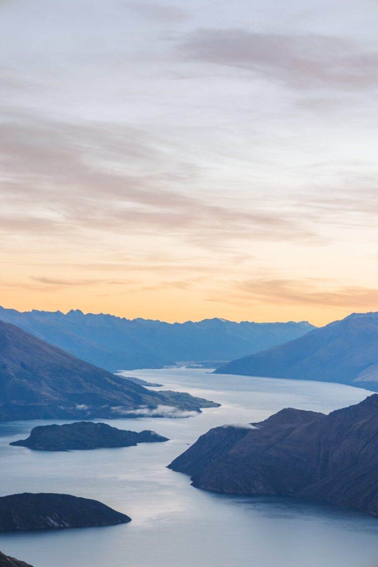 sunrise when hiking up Roys Peak