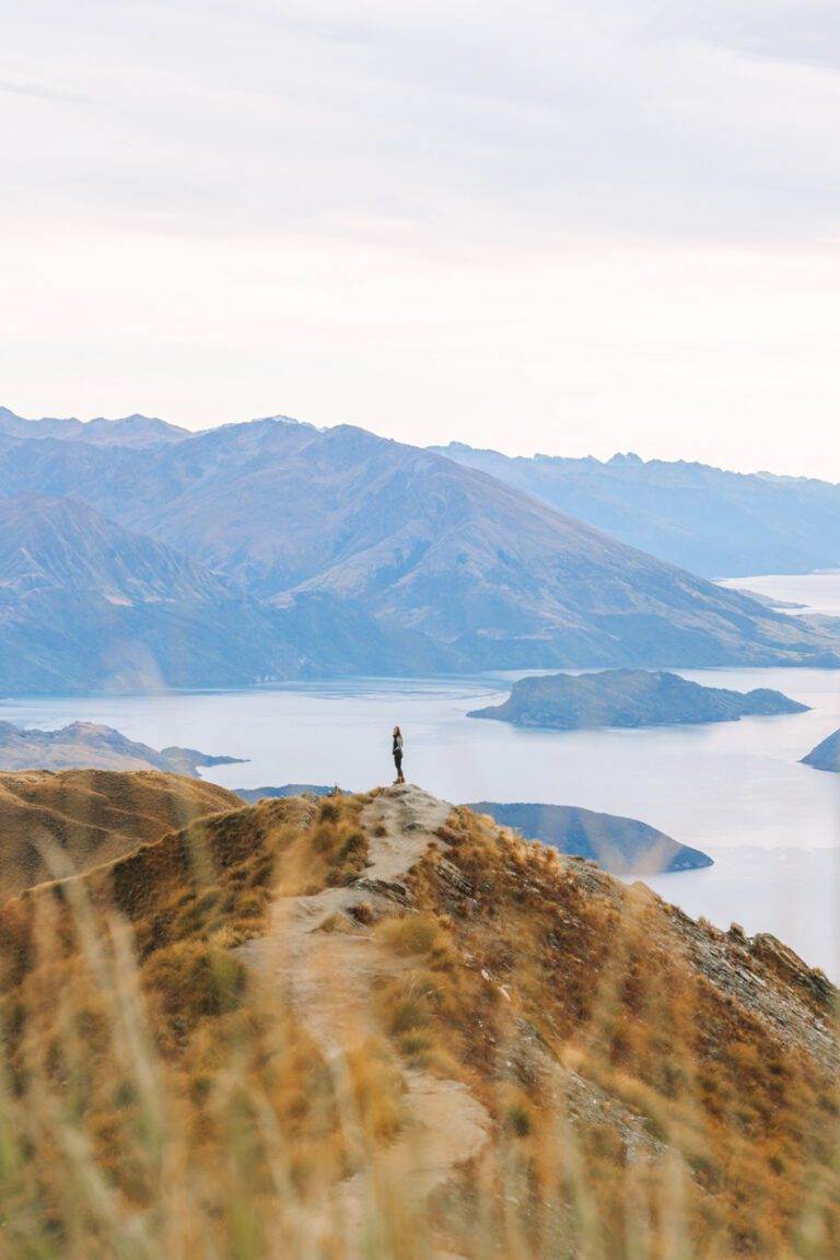 woman standing on roys peak