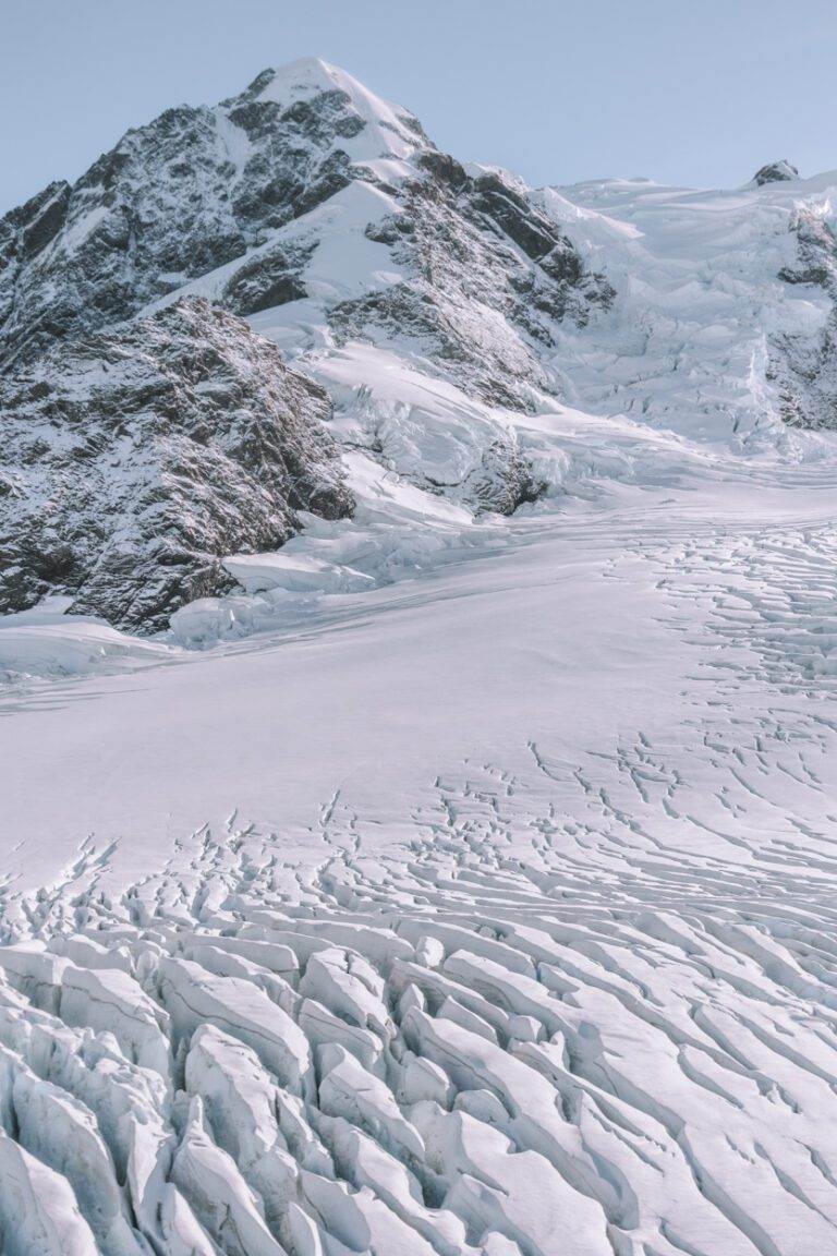 mountains, snow and glacier in south island