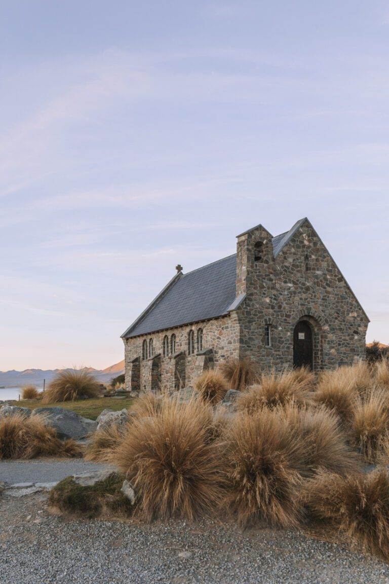 church of the good shepherd during autumn in the south island