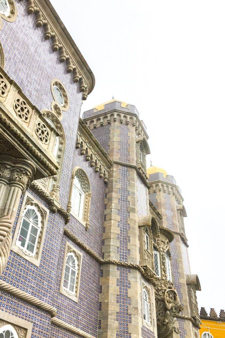 looking up pena palace castle in sintra