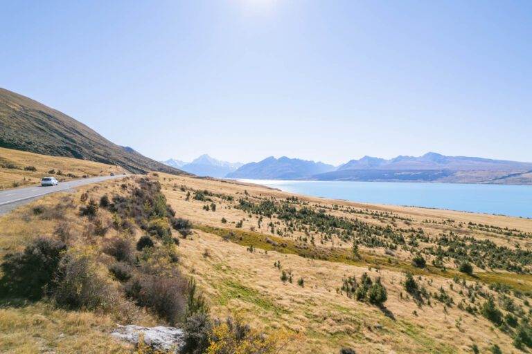 drone view of mount cook road