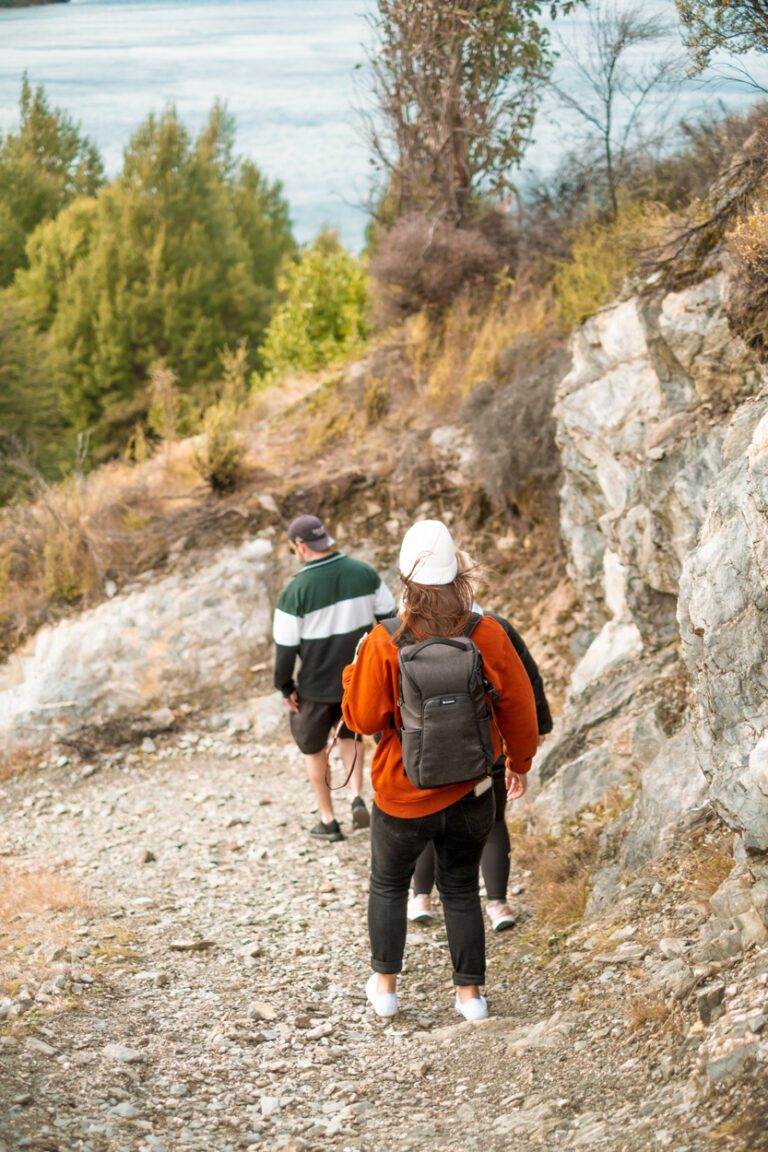 friends walking bob's cove track