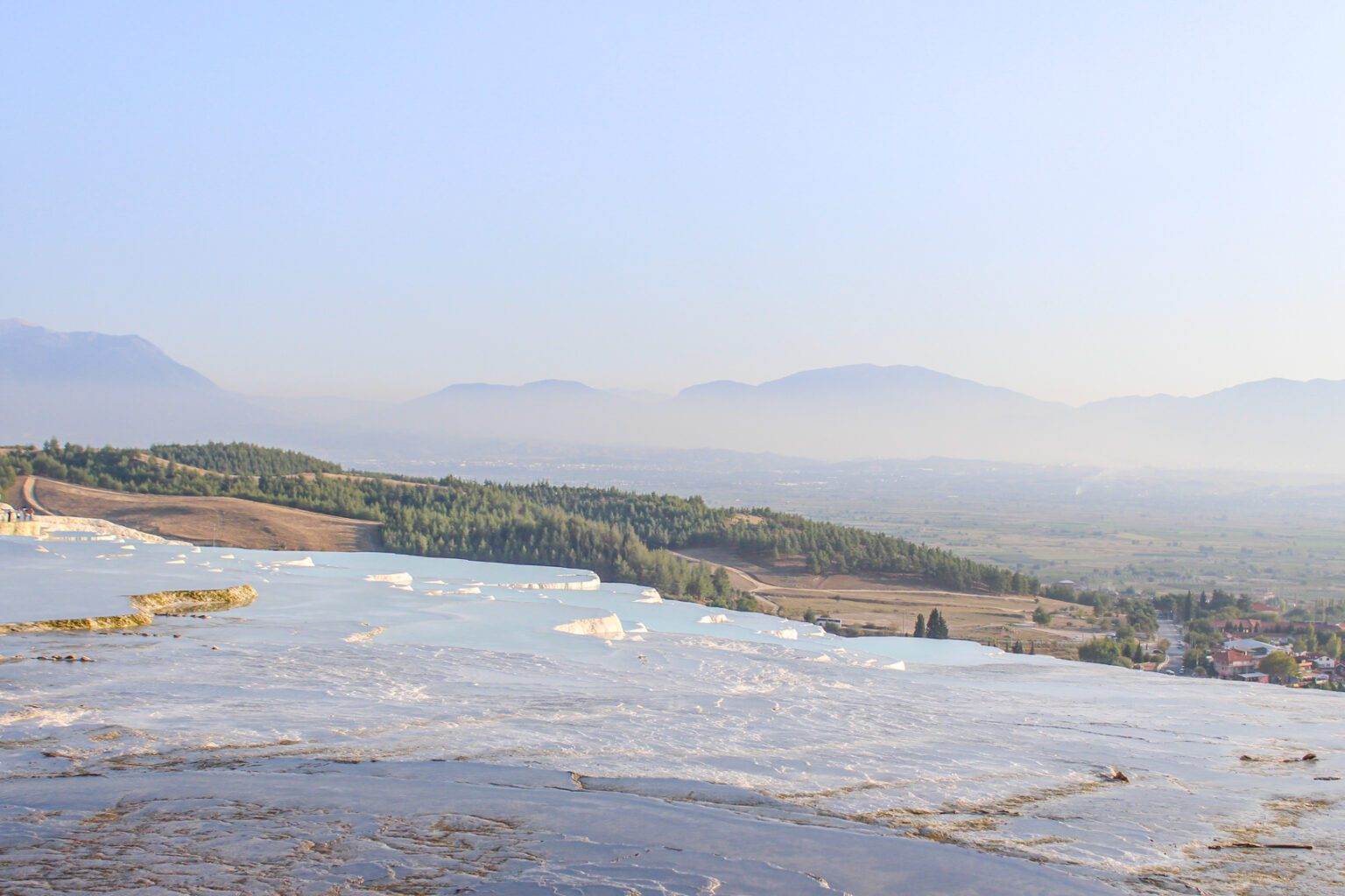 view over pamukkale cotton castles and landscape