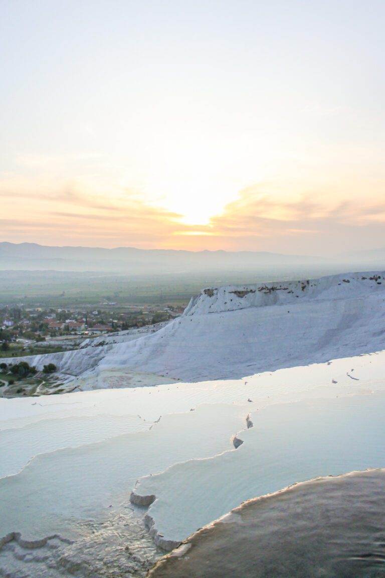 sunset at pamukkale cotton castle