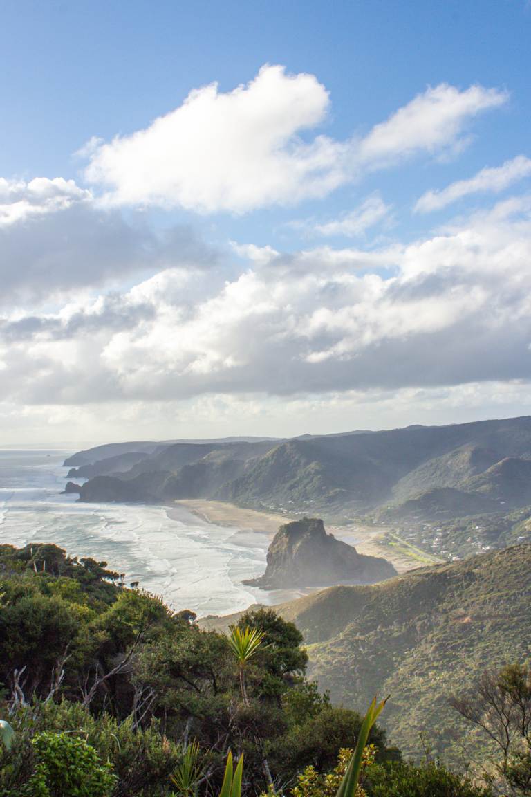 view of Piha Beach from Mercer Bay Loop trail