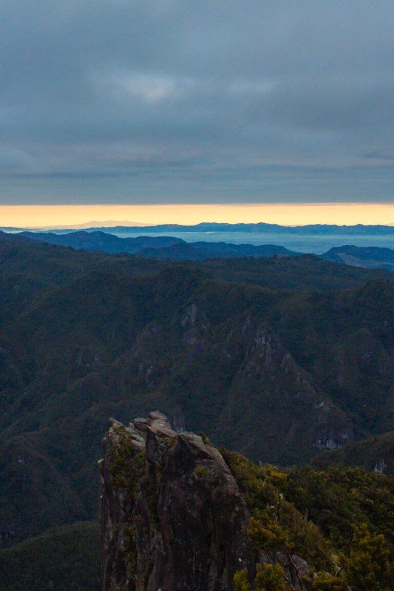 view from pinnacles summit at sunrise