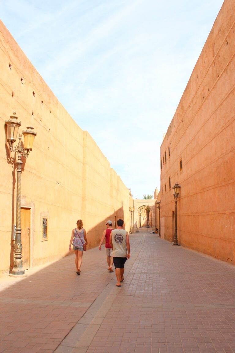 friends walking the streets of marrakech