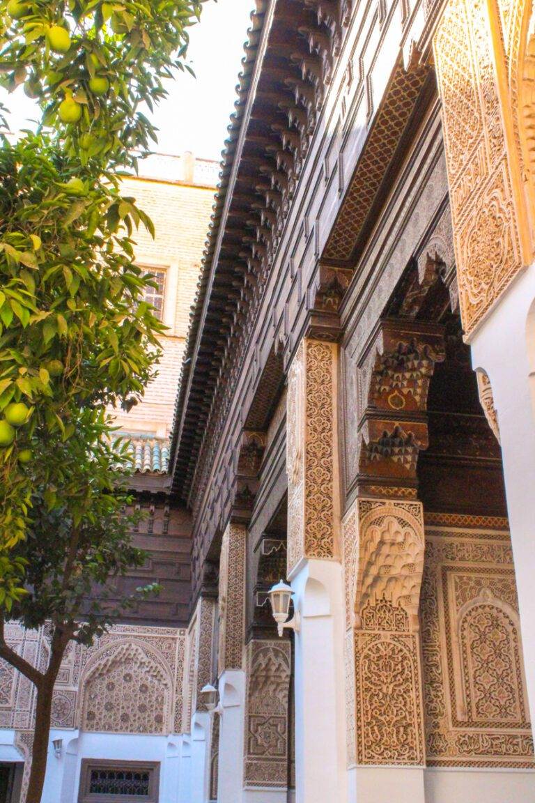 looking up at palais de la bahia