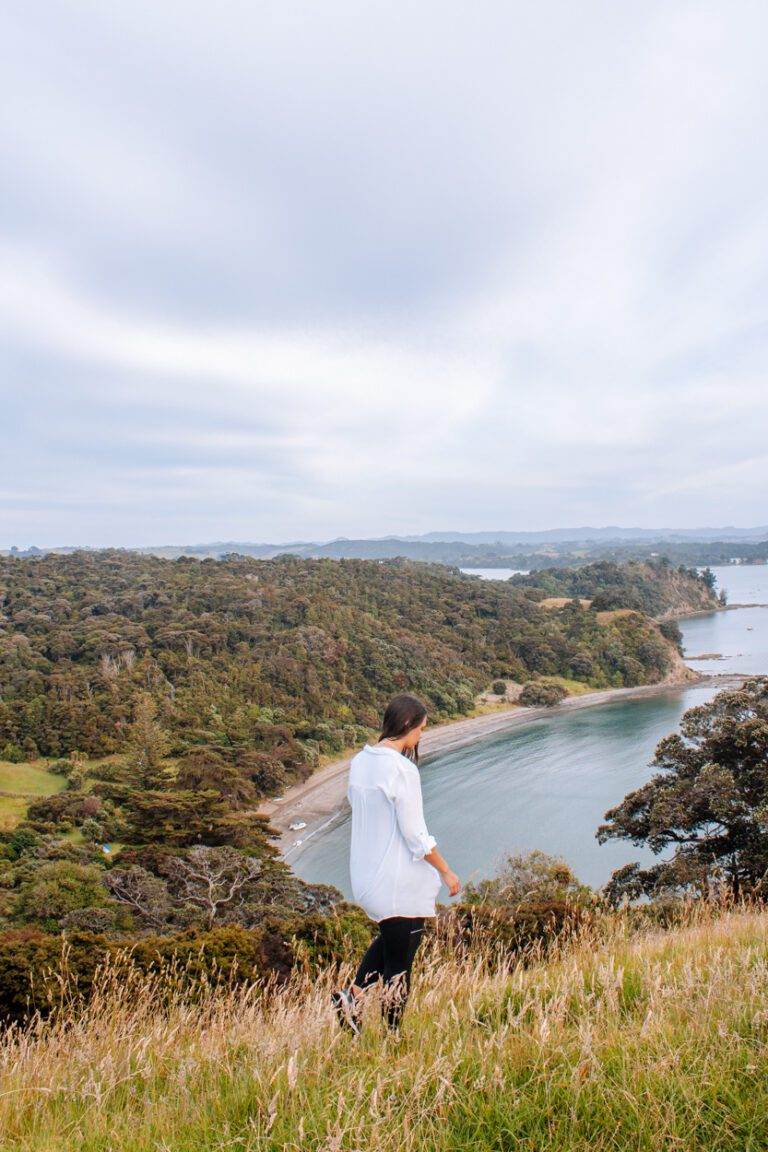 girl standing in mahurangi regional park, northland