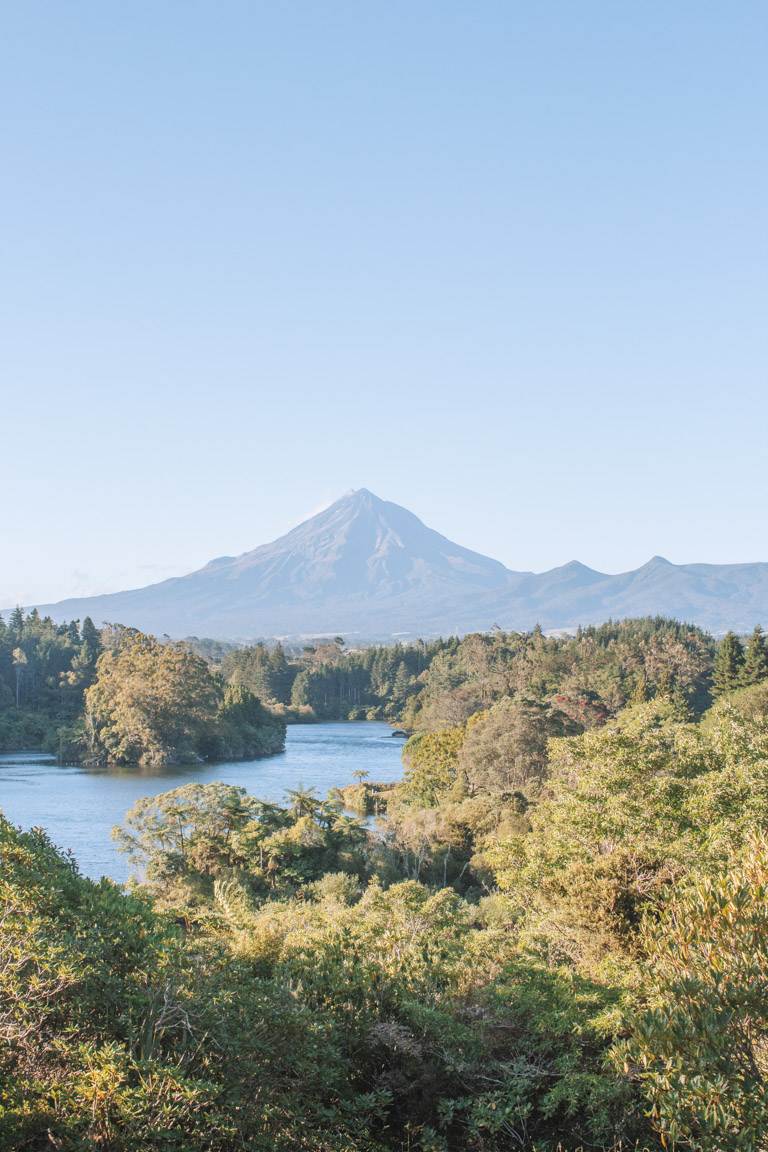 portrait of lake mangamahoe from lookout