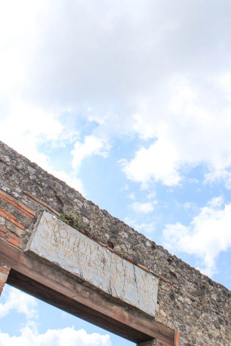 building signage at the pompeii ruins