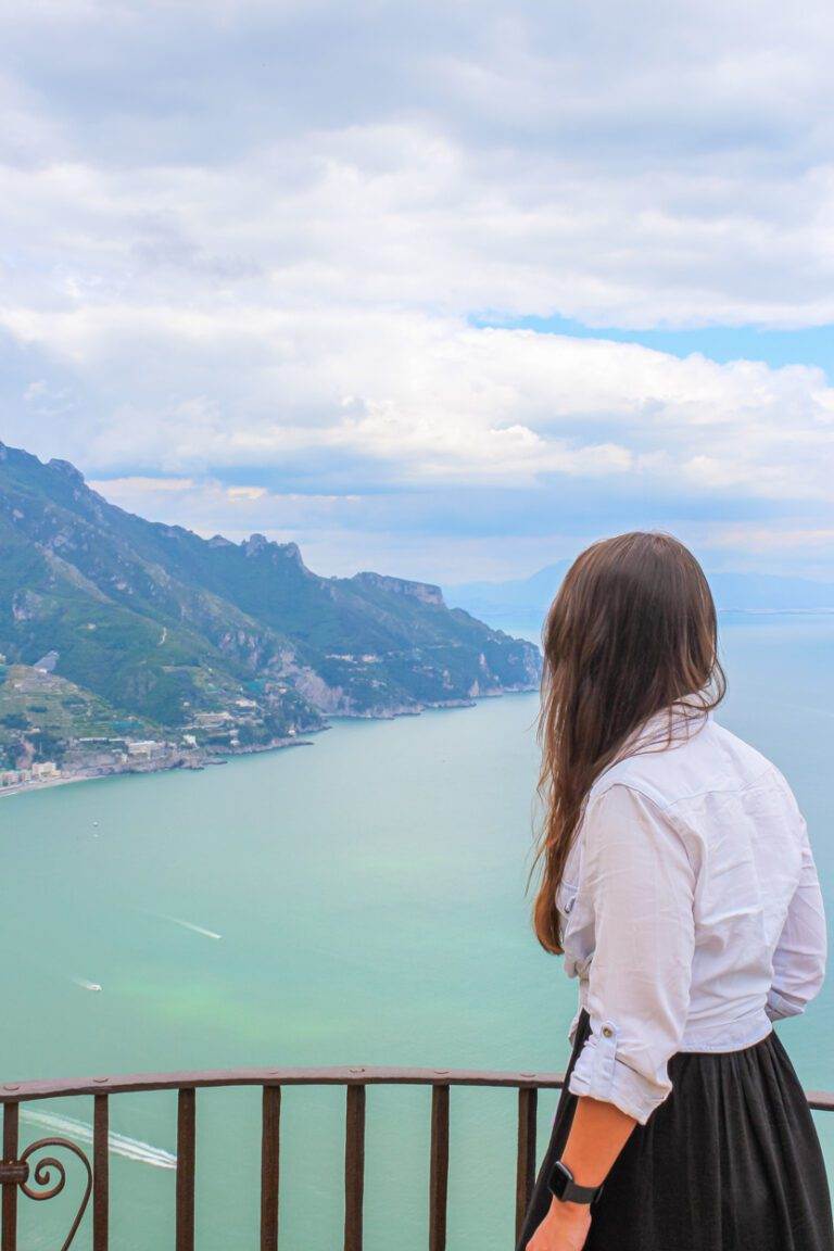 view along amalfi coast from villa cimbrone