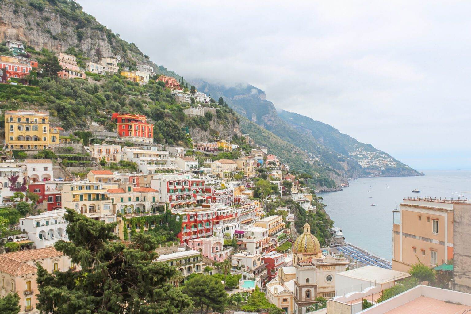 view of positano, landscape and ocean