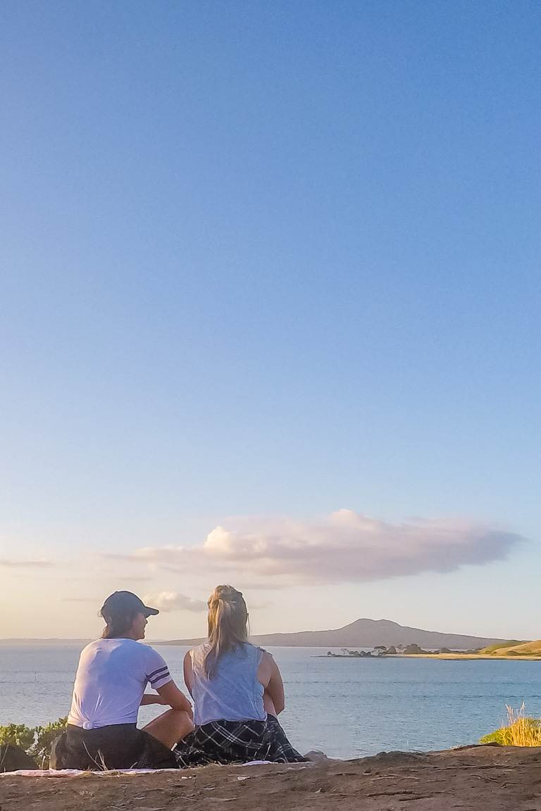 looking over rangitoto at sunset