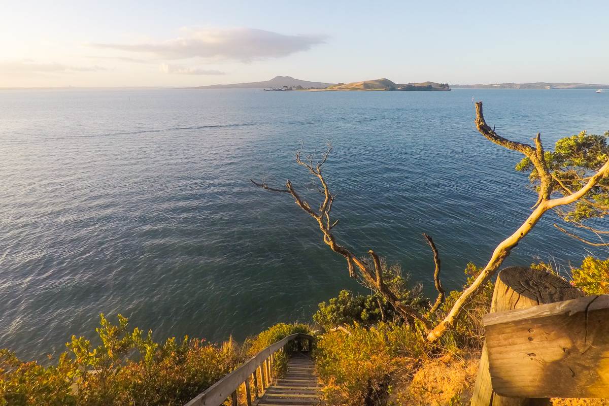 why travel Auckland New Zealand lookout of Rangitoto from Musick Point