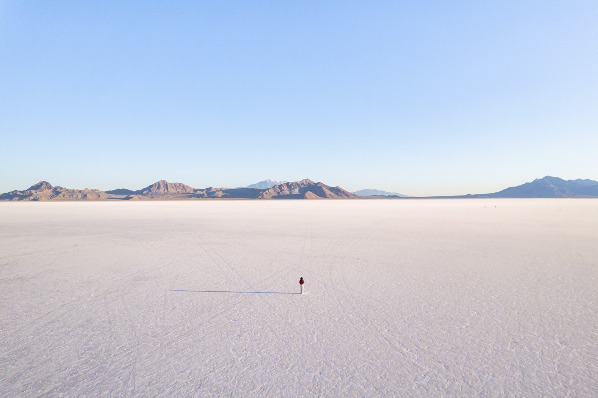 bonneville salt flats sunrise utah drone