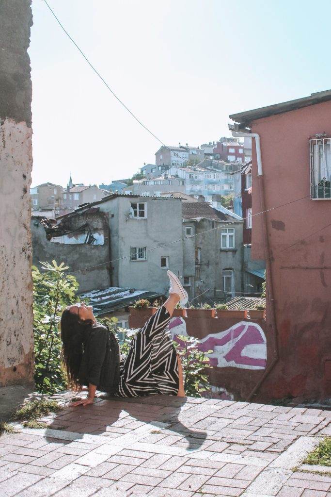 girl happy in balat istanbul