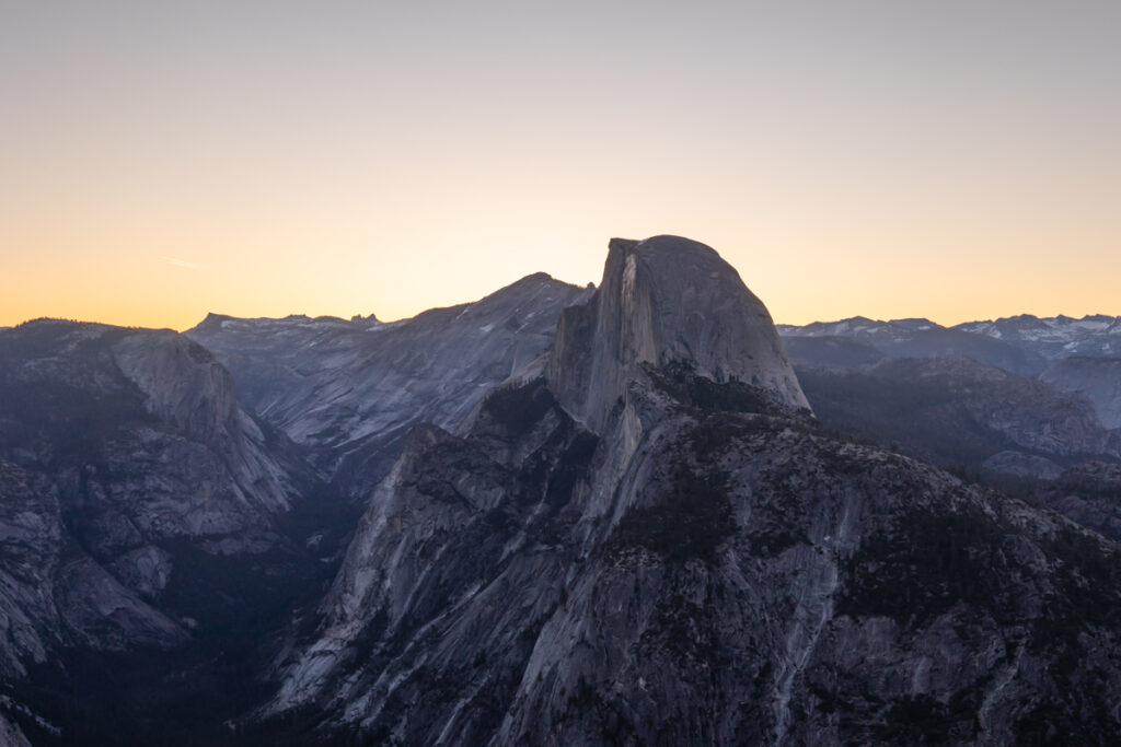 half dome at dusk