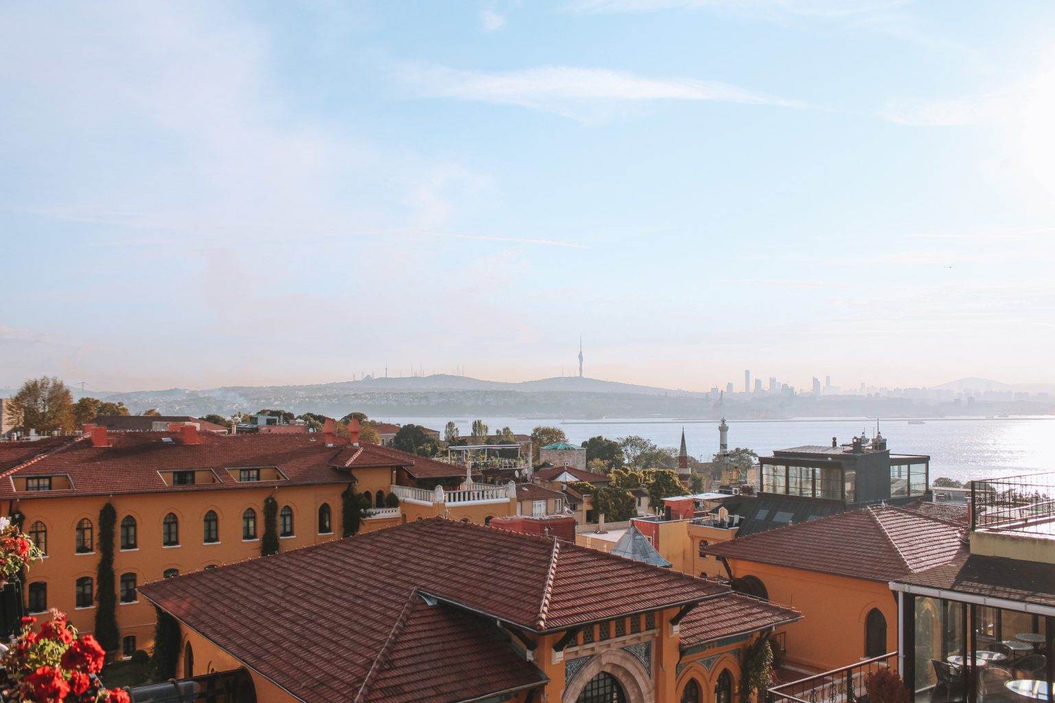 rooftop view over bosporus strait