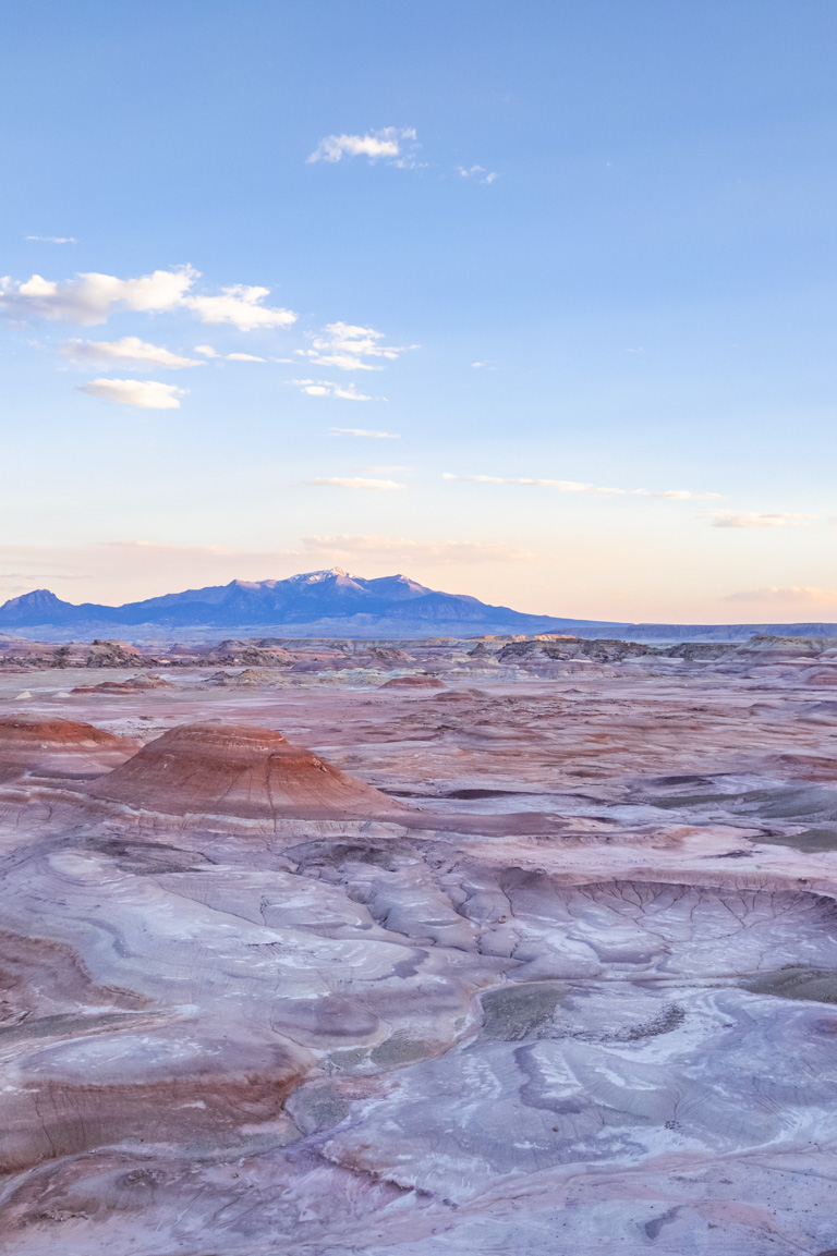 portrait photograph bentonite hills sunset mountain