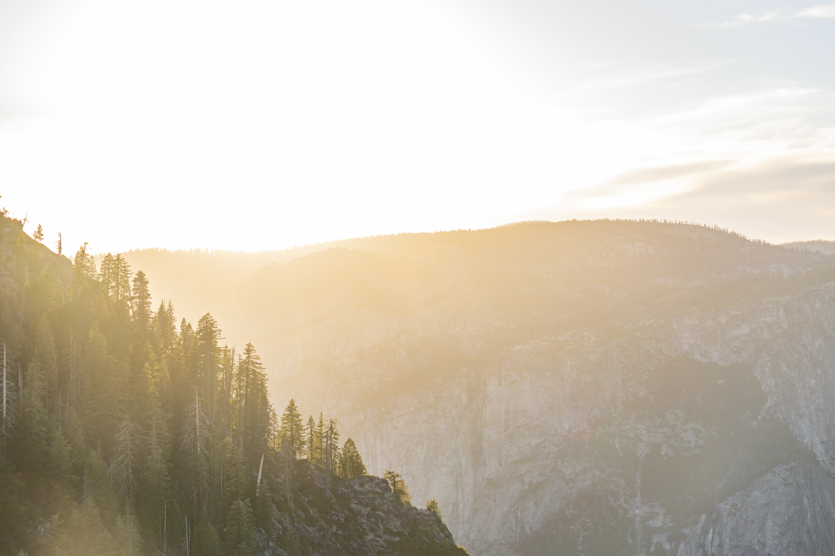 sunrise or sunset at glacier point golden sunset