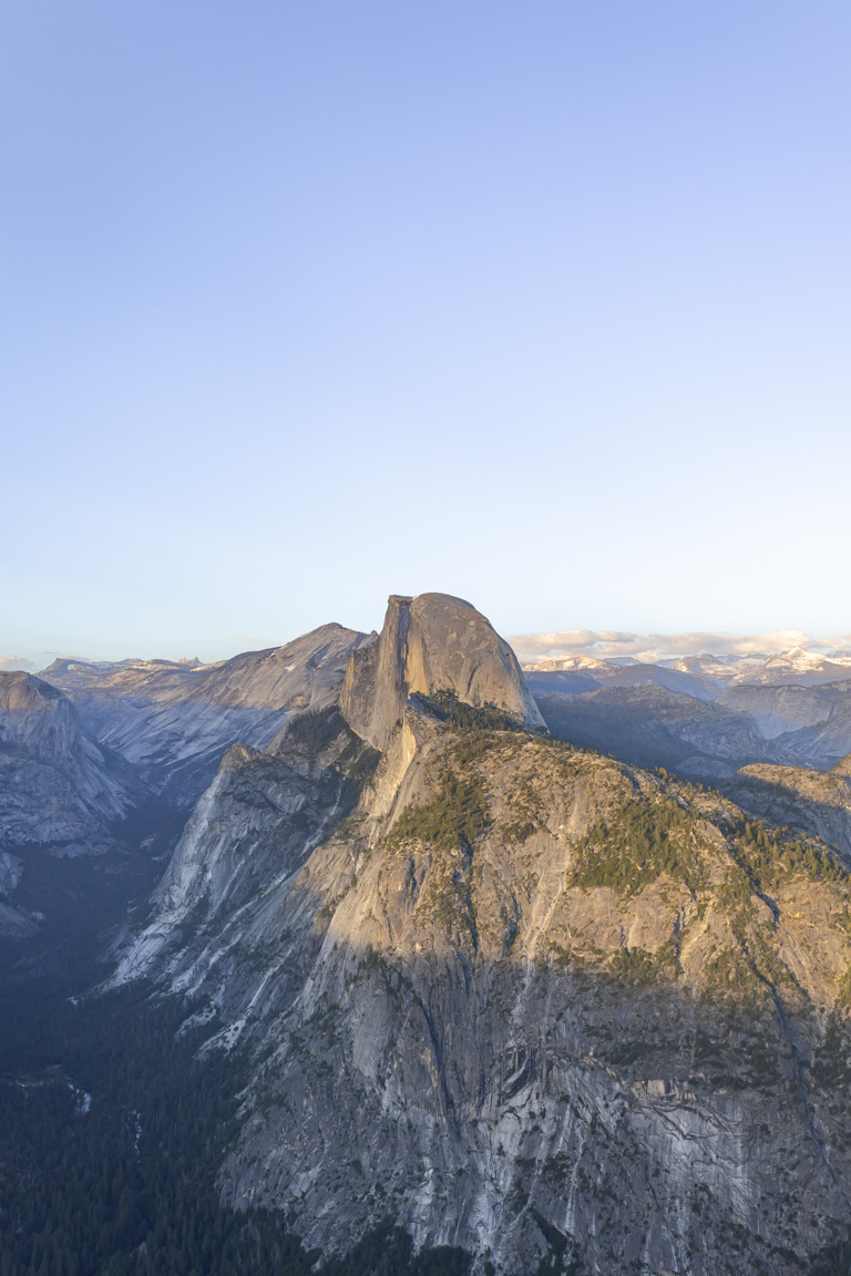 sunrise or sunset at glacier point halfdome