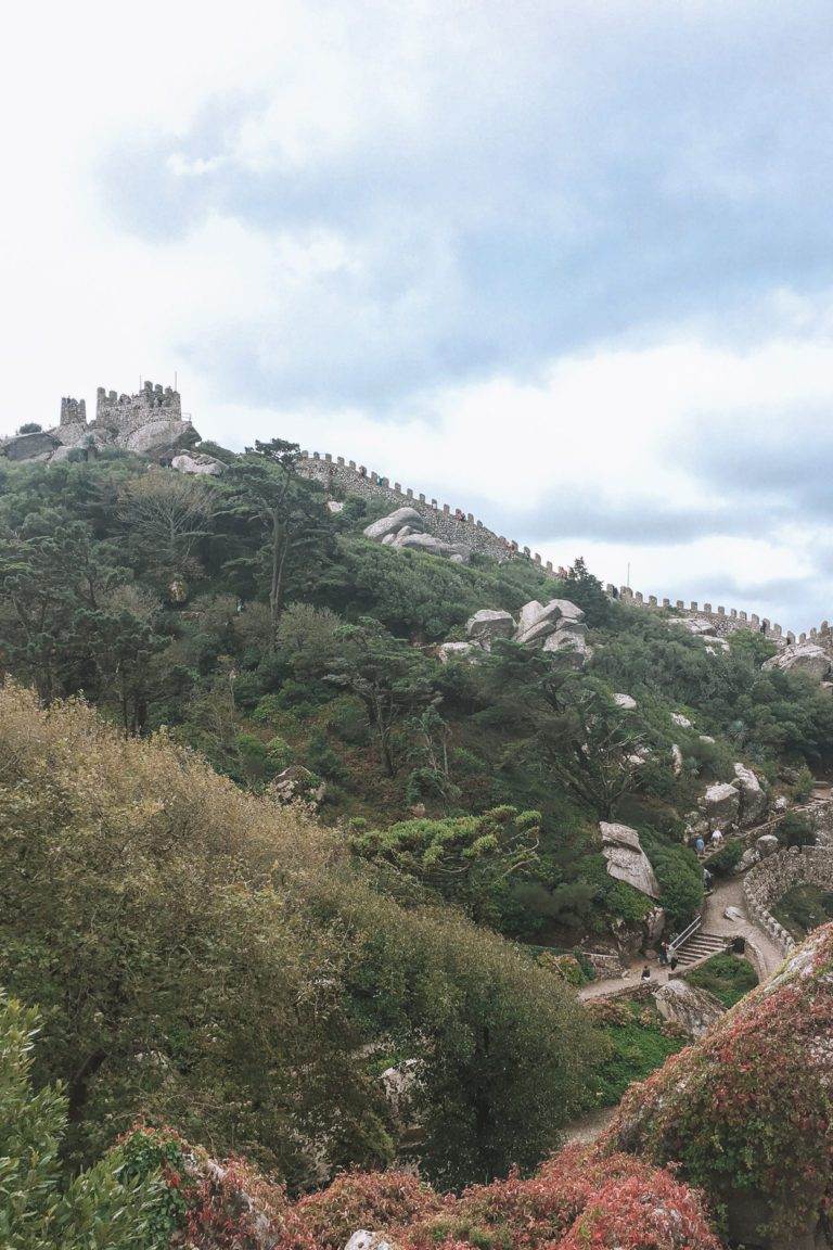 view of pena palace from castelo dos mouros